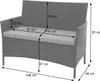 A diagram showing the dimensions of a poly-rattan garden bench. Náhľad obrázku produktu