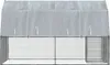 A silver and white chicken coop with a clear plastic roof. Produktbild-Vorschau