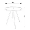 A line drawing of a small round table with three legs, showing its dimensions. Náhled obrázku produktu