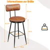 INONEFT Barhocker 2er-Set mit Rückenlehne, Industrie-Design Produktbild-Vorschau 3