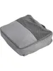 A gray packing cube with a mesh top is shown against a white background. Produktbild-Vorschau