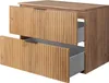 A close-up, studio shot of a wooden bathroom cabinet with two drawers, both partially open. Produktbild-Vorschau