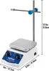 A VEVOR SH-2 magnetic stirrer with a heating plate and a stand, shown against a white background with dimensions indicated. Voir les images du produit