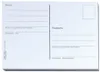 The back of a white postcard with lines for writing an address and a stamp. Produktbild-Vorschau