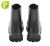 A pair of black leather boots shown from the back against a white background. Produktbild-Vorschau