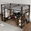 A loft bed with a desk and shelves underneath, set up in a room. Náhľad obrázku produktu