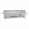 A stainless steel charcoal grill shown from a side view, with its legs folded underneath. Produktbild-Vorschau