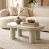Ovaler Couchtisch MATE 85 cm Creme mit vier zylindrischen Produktbild-Vorschau 7