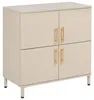 BELIANI Sideboard Beige Stahl Halbhoch Schmal mit Goldenen Produktbild-Vorschau 1