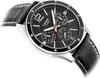 A close-up studio shot of a men's Casio watch with a black leather strap and a black dial. Anteprima dell’immagine prodotto