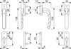 Technical drawing with dimensions of a door handle set. Anteprima dell’immagine prodotto