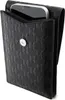 A black leather phone case with a monogram pattern and a silver snap closure. Anteprima dell’immagine prodotto