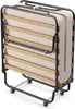 A folded portable bed on wheels, displayed against a white background. Voir les images du produit