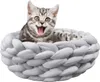Katze Korb Bett Baumwolle gestrickt Runde Haustier Betten Produktbild-Vorschau 1