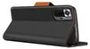 A black flip case for a smartphone is shown from the side, with the cover open. Produktbild-Vorschau