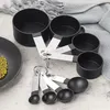8 Stück Messbecher und Löffel Set, stapelbare schwarze Produktbild-Vorschau 3