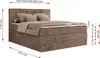 A brown corduroy boxspring bed with a headboard, shown from a side-angle with dimensions indicated by measurement lines and text. Produktbild-Vorschau