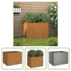 A collage of planter boxes, with one large planter box with plants in a garden setting as the main image, and three smaller images of different planter boxes below. Náhled obrázku produktu