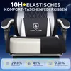 A close-up of a gaming chair with marketing text and feature highlights. Anteprima dell’immagine prodotto