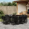 11-tlg. Garten-Essgruppe mit Kissen Schwarz Poly Rattan Produktbild-Vorschau 2