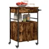 vidaXL Kuchynský vozík údený dub 56x43x89,5 cm materiál na Náhľad obrázku produktu 6