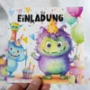 Monster Einladung Kindergeburtstag Junge & Mädchen | XXL Produktbild-Vorschau 3