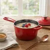 Gusseisen Stielkasserolle mit Deckel Rot, Ø 17cm, 1,6 Liter Produktbild-Vorschau 1