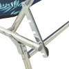 A close-up view of the metal frame and fabric of a folding chair. Produktbild-Vorschau
