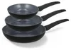 Three black frying pans stacked on top of each other. Produktbild-Vorschau