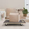 A dolly with a box on it, surrounded by other moving boxes and a plant. Podgląd zdjęcia produktu