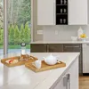 Relaxdays Serviertablett Bambus 2er-Set, erhöhter Rand, Produktbild-Vorschau 2