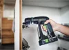 A person is using a Festool drill to attach a drawer slide to the inside of a cabinet. Produktbild-Vorschau