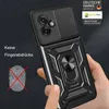 A hand holding a black smartphone case with a ring holder and camera protection. Produktbild-Vorschau