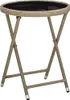 Beistelltisch Beige 60 cm Poly Rattan und Hartglas , Produktbild-Vorschau 1