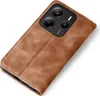 A brown flip case for a smartphone is shown against a white background. Produktbild-Vorschau