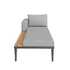 A gray outdoor patio daybed with a wooden shelf on a white background. Anteprima dell’immagine prodotto