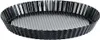 A black tart pan with a fluted edge and a perforated bottom is shown against a white background. Produktbild-Vorschau