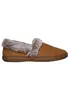 A single brown slipper with faux fur trim is shown against a white background. Produktbild-Vorschau
