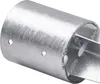 A close-up, isolated shot of a galvanized steel ground sleeve, also known as a post anchor or ground spike. Produktbild-Vorschau