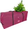 A maroon Christmas tree storage bag with a small artificial tree on top. Náhled obrázku produktu