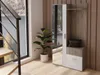 A modern entryway set with a tall mirror, coat hooks, and storage drawers against a neutral wall. Náhled obrázku produktu