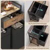 Collage showing different features of a laundry cart, including drawers and laundry bags. Produktbild-Vorschau