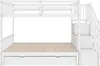 A white bunk bed with stairs and storage drawers, shown against a white background. Náhľad obrázku produktu