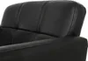 A close-up view of the headrest and armrest of a black leather chair. Produktbild-Vorschau