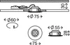 Technical drawing with dimensions for an LED recessed light. Anteprima dell’immagine prodotto
