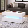 A modern white coffee table with LED lighting in a living room setting. Náhľad obrázku produktu