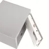 A close-up, angled view of a gray safe with its door slightly ajar, revealing the white interior and locking mechanism. Produktbild-Vorschau