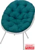 A teal cushion on a silver chair with silver legs, set against a white background. Produktbild-Vorschau