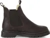 A single brown Chelsea boot with a shearling lining is shown against a white background. Produktbild-Vorschau