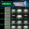 Diagram showing different modes of a solar-powered outdoor light with motion sensor. Produktbild-Vorschau
